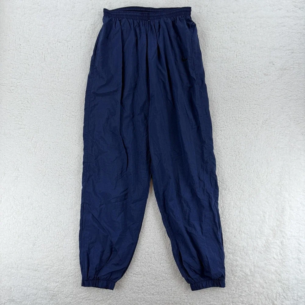 VTG Nike Track Pants Mens Large Blue Nylon Windbreaker Lined Zipper Leg S60901